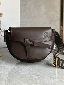 Loewe original calfskin mini gate dual bag A650N46 dark coffee