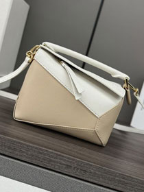 Loewe original calfskin mini puzzle bag A510P88 beige&white
