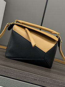 Loewe original calfskin mini puzzle bag A510P88 black&tan