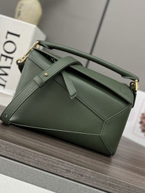 Loewe original calfskin small puzzle bag A510P60 dark green