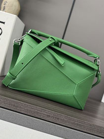 Loewe original grained calfskin small puzzle bag A510P60 green