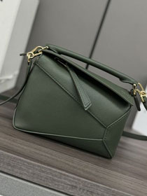 Loewe original calfskin mini puzzle bag A510P88 dark green