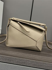 Loewe original grained calfskin mini puzzle bag A510P88 beige