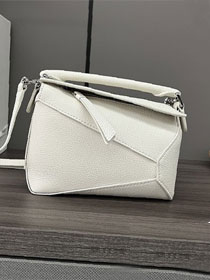 Loewe original grained calfskin mini puzzle bag A510P88 white