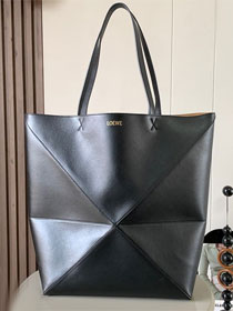 Loewe original calfskin large puzzle fold tote B933Q18 black