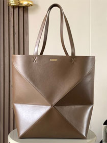 Loewe original calfskin large puzzle fold tote B933Q18 dark brown