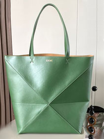 Loewe original calfskin large puzzle fold tote B933Q18 green