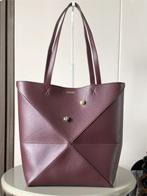 Loewe original calfskin medium puzzle fold tote A657G50 burgundy