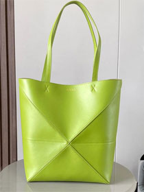 Loewe original calfskin medium puzzle fold tote A657G50 lemon green