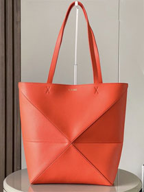 Loewe original calfskin medium puzzle fold tote A657G50 orange