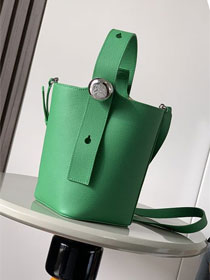Loewe original calfskin mini pebble bucket BBMX01 green