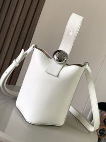 Loewe original calfskin mini pebble bucket BBMX01 white