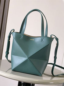 Loewe original calfskin mini puzzle fold tote A657V25 green