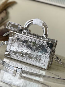 Louis vuitton original vernis leather tresor case M45673 silver