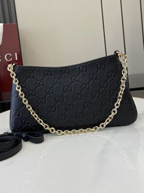 GG original calfskin emblem medium shoulder bag 815277 black