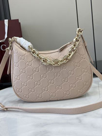 GG original calfskin emblem small shoulder bag 815409 light pink
