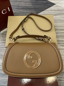 GG original calfskin blondie large top handle bag 815719 brown