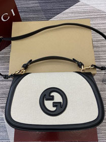 GG original canvas blondie large top handle bag 815716 white&black
