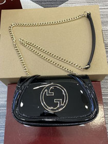 GG original patent calfskin blondie small shoulder bag 815711 black