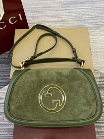GG original suede calfskin blondie large top handle bag 815719 green