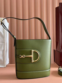 GG original calfskin 73 small bucket bag 833665 green