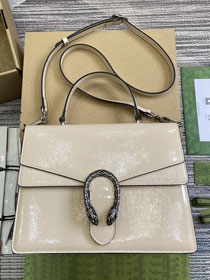 GG original shiny calfskin dionysus medium top handle bag 795007 white