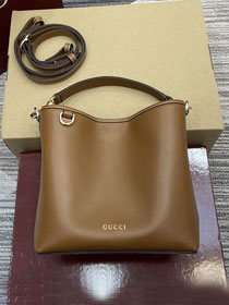 GG original calfskin emblem mini bucket bag 815118 brown