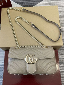 GG original calfskin marmont mini bag 446744 light grey 