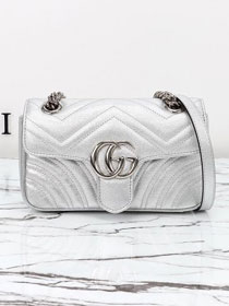 GG original calfskin marmont mini bag 446744 silver