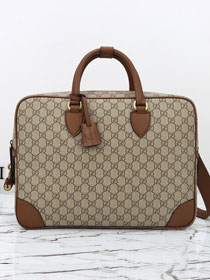 GG original canvas emblem medium briefcase 821149 brown