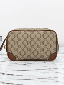 GG original canvas emblem small toiletry case 821164 brown