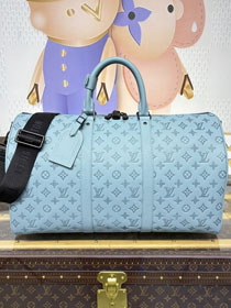Louis vuitton original calfskin keepall 50 m14842 light blue