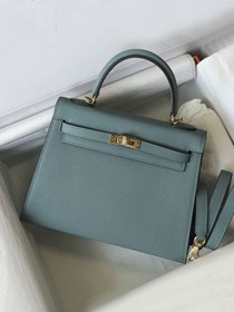 Hermes original epsom leather kelly 25 bag K25-1 ciel