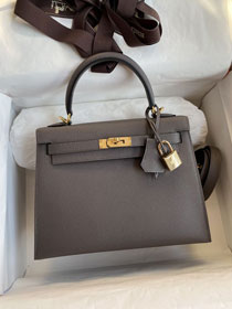 Hermes original epsom leather kelly 25 bag K25-1 grey etain