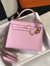 Hermes original epsom leather kelly 25 bag K25-1 mauve sylvestre