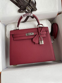 Hermes original epsom leather kelly 25 bag K25-1 ruby