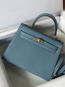 Hermes original epsom leather kelly 28 bag K28-2 blue jean