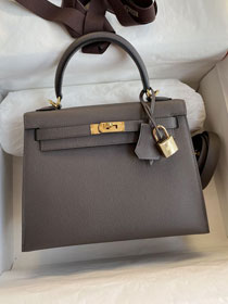 Hermes original epsom leather kelly 28 bag K28-2 grey etain