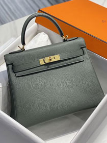 Hermes original togo leather kelly 32 bag K32-1 vert amande