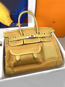 Hermes original canvas birkin 35 cargo bag BK0038 sesame 