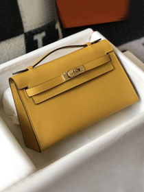 Hermes original epsom leather mini kelly 22 clutch K012 amber