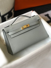 Hermes original epsom leather mini kelly 22 clutch K012 blue glacier 