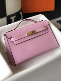 Hermes original epsom leather mini kelly 22 clutch K012 mauve sylvestre
