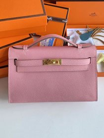 Hermes original epsom leather mini kelly 22 clutch K012 rose confetti 