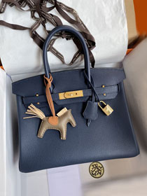 Hermes original togo leather birkin 30 bag H30-1 deep blue