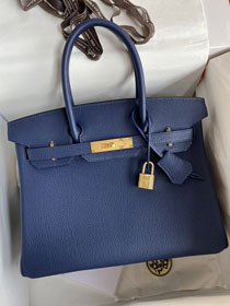 Hermes original togo leather birkin 35 bag H35-1 blue sapphire
