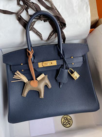 Hermes original togo leather birkin 35 bag H35-1 deep blue