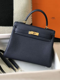 Hermes original togo leather kelly 28 bag K28 blue sapphire