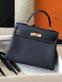 Hermes original togo leather kelly 28 bag K28 deep blue