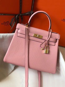 Hermes original togo leather kelly 28 bag K28 rose confetti